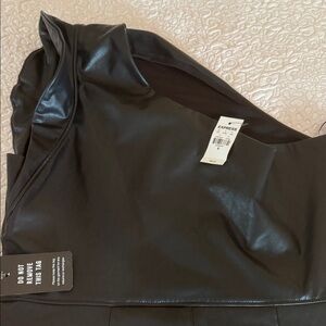 Express Sleek Black Faux Leather one shoulder dress